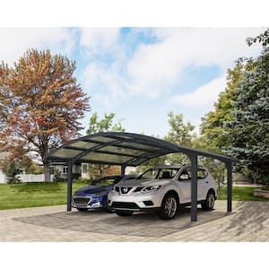 Arizona Wave 19 ft. x 16 ft. Gray Double Arch Shape Carport with Corrugated Roof Panels
