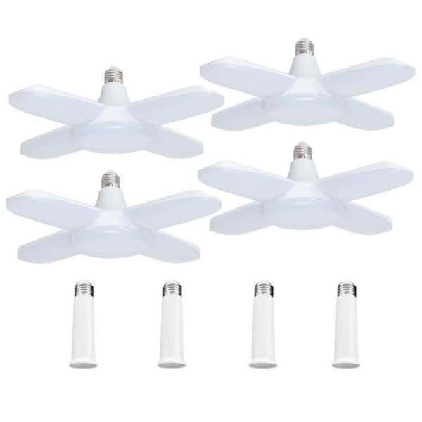 (4-Pack) LED Shop Light, 60-Watt, 6000LM, 6000K Daylight, Adjustable Panels, 360° Foldable Design, E26 Base