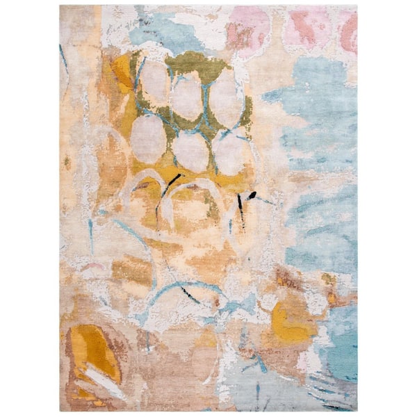 Saint Tropez 9 ft. x 12 ft. Light Blue/Blush Abstract Area Rug