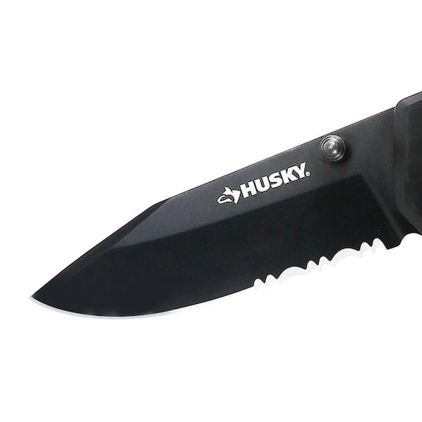 Husky 6 in. Stainless Steel Serrated Fixed Blade Knife with Sheath 58485 -  The Home Depot