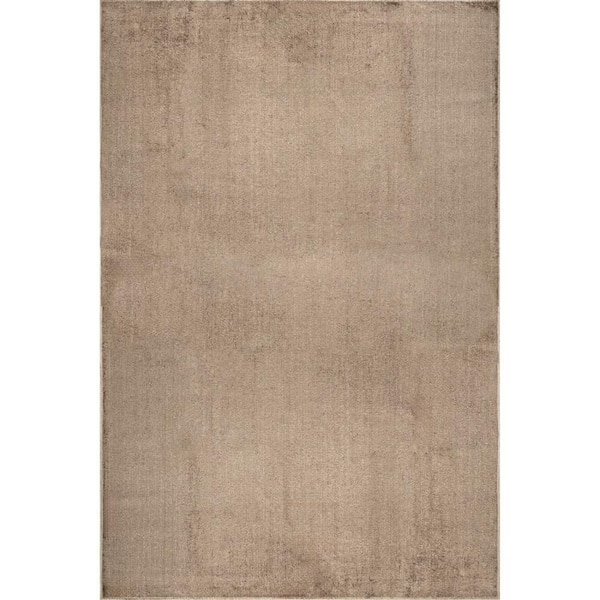 Argelia Solid Machine Washable Beige 7 ft. x 9 ft. Indoor Area Rug
