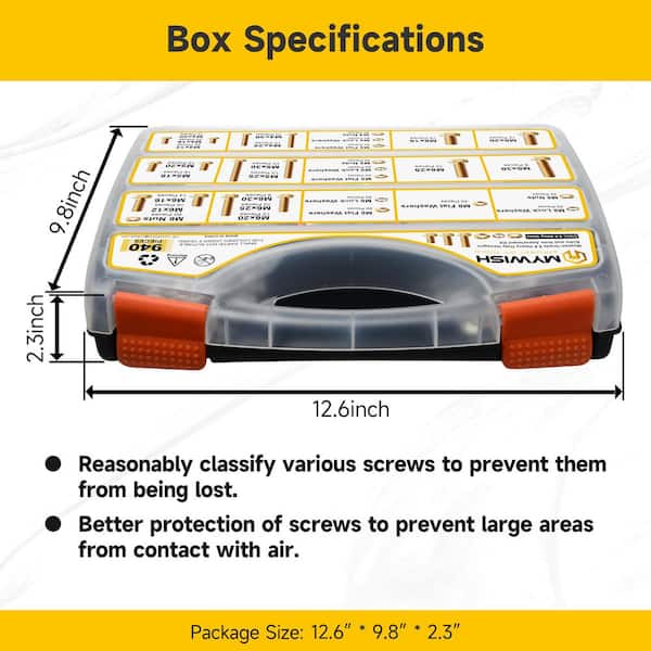 Fgruh 940pcs Grade 8.8 Hex Head Bolt Assortent Kit,4 5 6 8 Heavy - View #13
