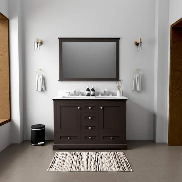 Dukes 48 in. W x 22 in. D Espresso Double Bath Vanity and Cultured Marble Top