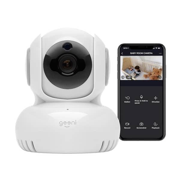 Geeni Sentinel 720p Pan and Tilt 2-Way Talk Motion Detection Indoor Mini Wi-Fi Standard Surveillance Camera White
