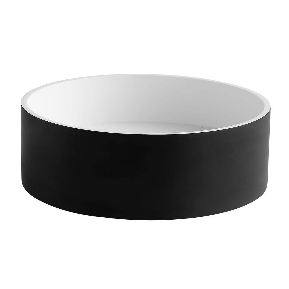15'' Black and White Ceramic Circular Bathroom Sink