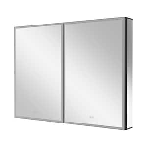 40 in. W x 30 in. H Rectangular Aluminum Medicine Cabinet with Mirrors and LED Lights Bathroom Recessed or Surface Mount