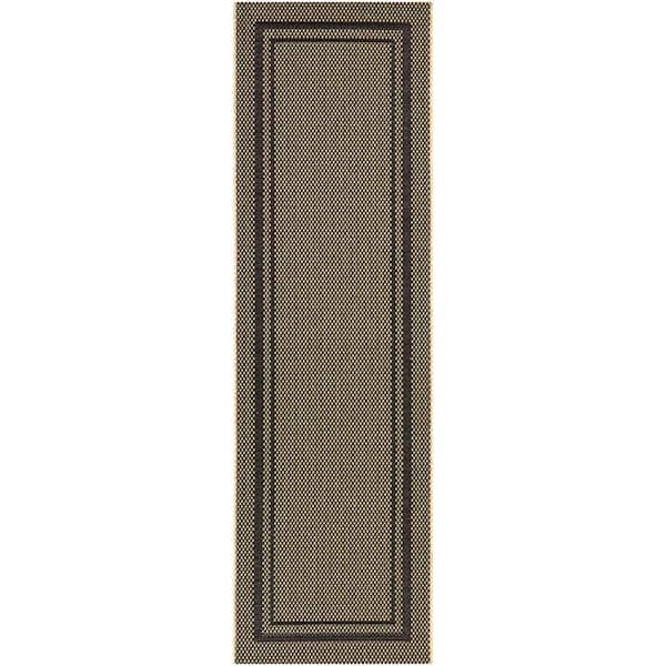 Black 2 ft. x 7 ft. Runner Border Indoor/Outdoor Area Rug