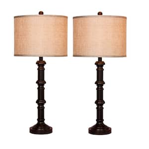 31 in. Oil Rubbed Bronze Metal Stacked Candlestick Table Lamps