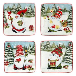 Christmas Gnomes Assorted Colors Canape Plate (Set of 4)