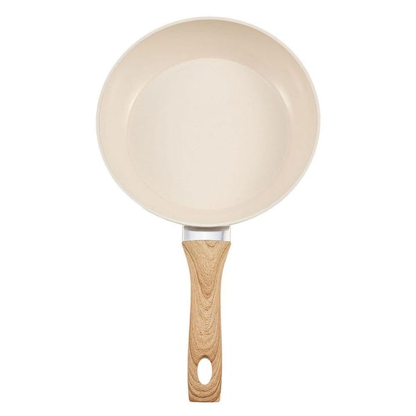 3-Piece Beige Aluminum Frying Pans with Handles, Non-Stick Coating 8/9.5/11 in.