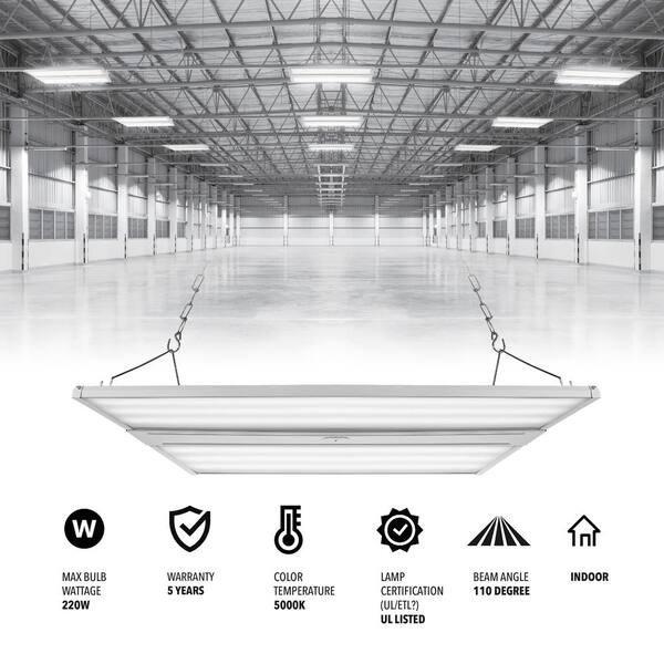 JONATHAN Y 1.98 ft. 220-Watt Equivalent Integrated LED White Shop High Bay Light with 28600 Lumens 5000K