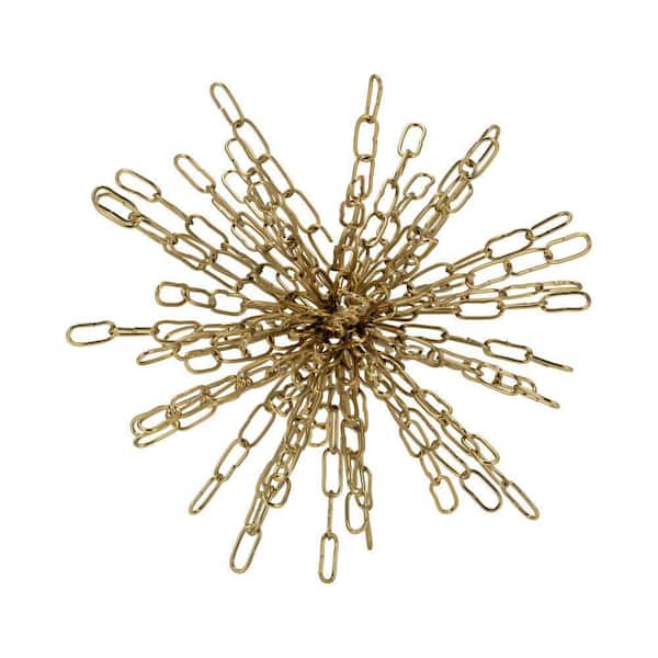 Liv & Skye Gold 9 in. x 9 in. Metal Chain Decorative Orb