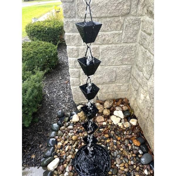 U-nitt 8.5 ft. Black Square Sunflower Rain Chain 5515BLK - The