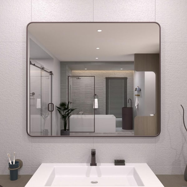 TaiMei 42 in. W x 36 in. H Rectangular Framed Wall Bathroom Vanity Mirror in Oil Rubbed Bronze