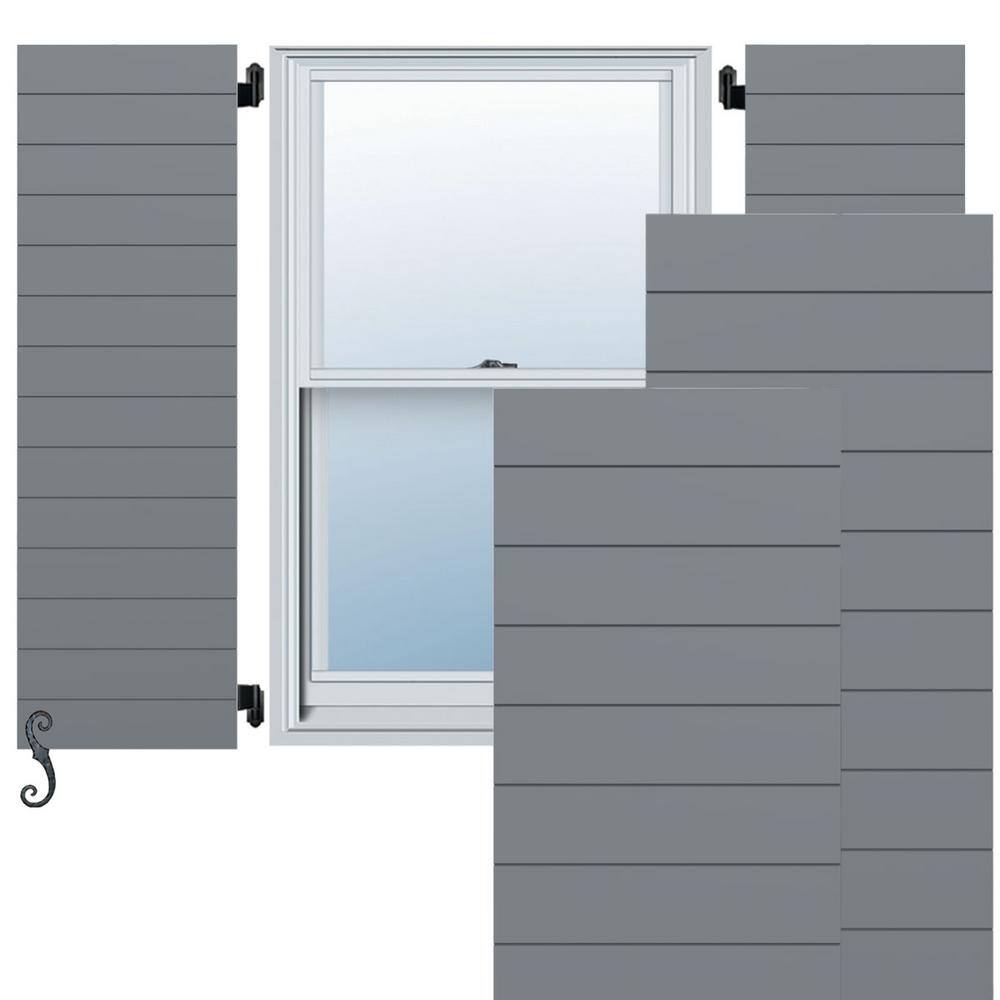 EnduraCore Horizontal Slat Modern Style 15-in W x 68-in H Raised Panel Composite Shutters Pair in Ocean Swell price history on PriceWatchPro