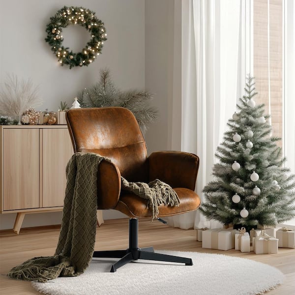 Homy Casa THOMA Contemporary Brown Swivel Leisure Accent Chair for Modern Lifestyles - Height Adjustable, Ergonomic Design