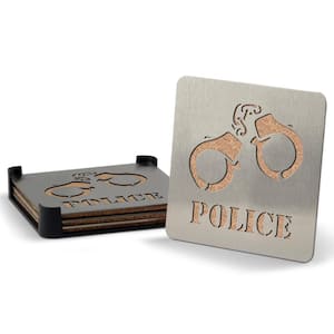 Police Metallic Boasters, 4-Piece Coaster Set