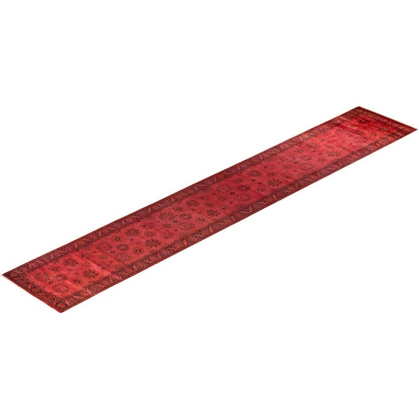 Overdyed Orange 3 ft. x 16 ft. Solid Wool Indoor Runner Rug