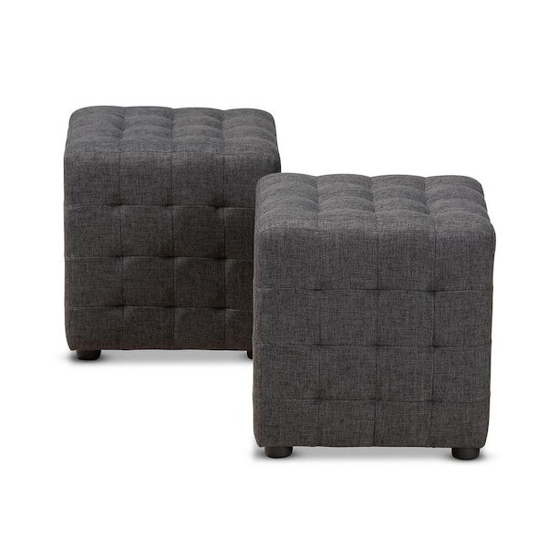 Baxton Studio Elladio Charcoal Cube Ottoman Set