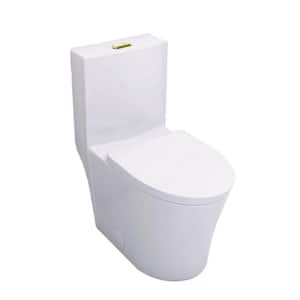 12 inch One Piece Toilet 1.1/1.6 GPF Dual Flush Round Toilet in White Seat Included