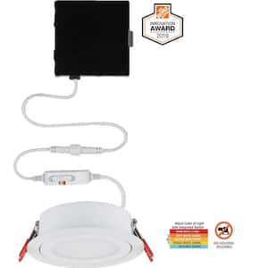 Slim Directional 4 in. Adjustable CCT Canless New Construction & Remodel IC Rated Indoor Dimmable LED Recessed Light Kit