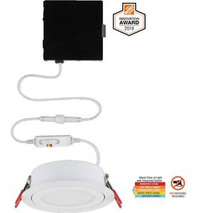 Slim Directional 4 in. Adjustable CCT Canless New Construction & Remodel IC Rated Indoor Dimmable LED Recessed Light Kit