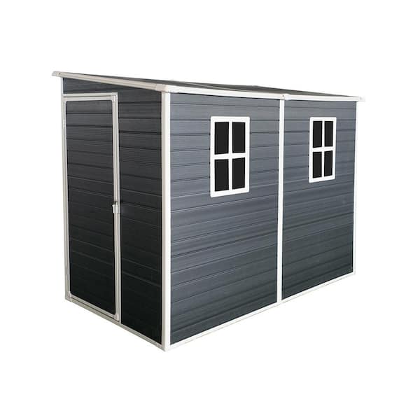 8 ft. W x 4 ft. D Dark Grey Plastic Shed with Door and Window (32 Sq. Ft.)