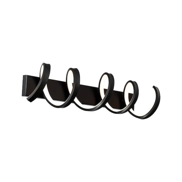 Marques 29 in. 1-Light Black 3000K LED Bathroom Vanity or Wall Light
