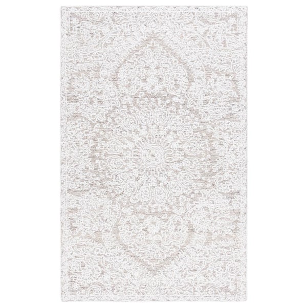 SAFAVIEH Ebony Ivory/Brown 5 ft. x 8 ft. Floral Area Rug