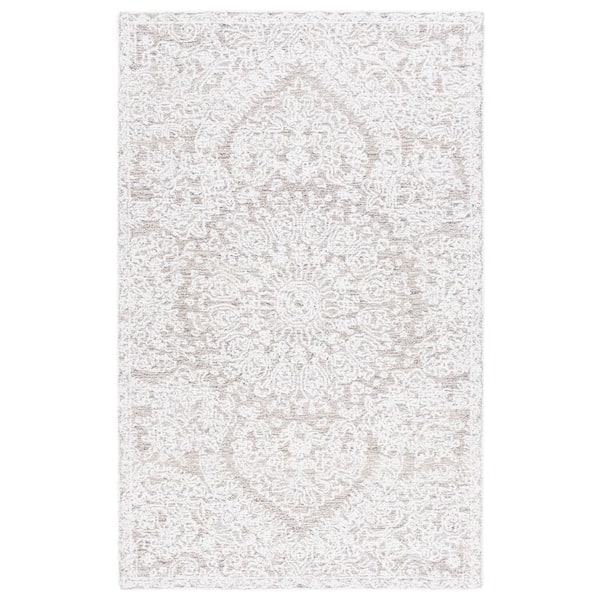 SAFAVIEH Ebony Ivory/Brown 6 ft. x 9 ft. Floral Area Rug