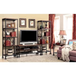 Juklen 54 in. Medium Oak Wood TV Stand Fits TVs Up to 60 in. with Wheels