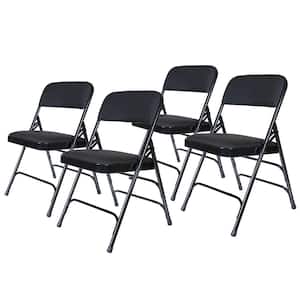 Bernadine Fabric Triple Brace Folding Dining Chair, Black (Pack of 4)