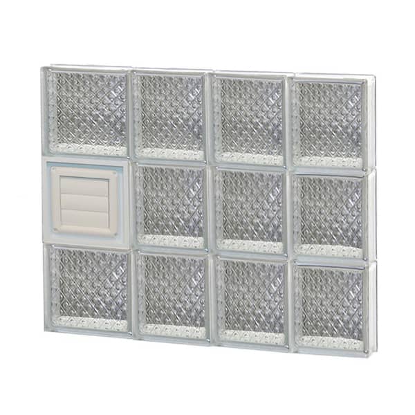 Clearly Secure 25 in. x 23.25 in. x 3.125 in. Frameless Diamond Pattern Glass Block Window with Dryer Vent