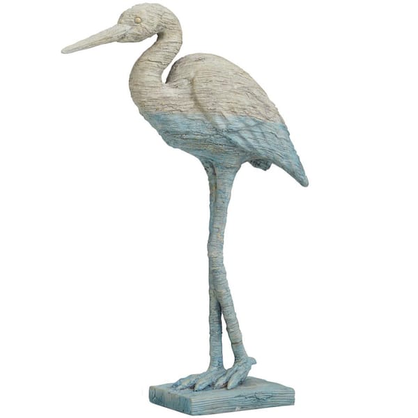 Litton Lane 13 in. x 19 in. Light Blue Polystone Textured Ombre Flamingo Sculpture