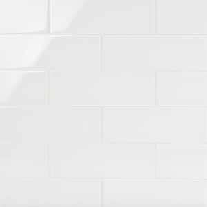 Contempo Bright White 4 in. x 12 in. x 8 mm Polished Glass Subway Floor and Wall Tile (15 pieces 5 sq.ft/Box)
