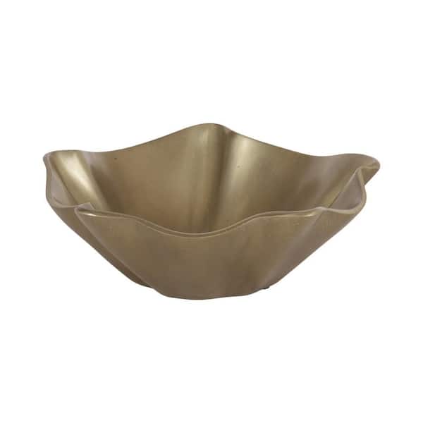 Flutte Gold Round Metal 9 in. Decorative Bowl