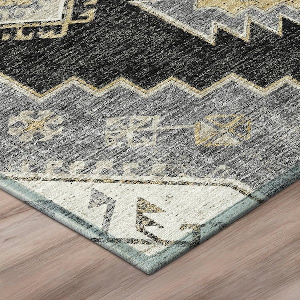 Chantille Machine Washable Indoor/Outdoor Abstract ACN3011 Black 3 ft. x 4 ft. Area Rug