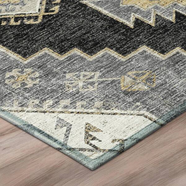 Chantille Machine Washable Indoor/Outdoor Abstract ACN3011 Black 9 ft. x 12 ft. Area Rug