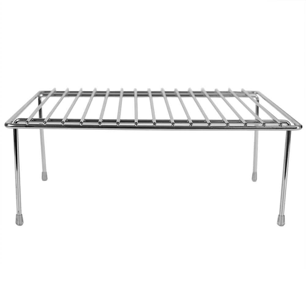 Home Basics Small Chrome Plated Steel Helper Shelf HDC51564 The Home   Silver Home Basics Pantry Organizers Hdc51564 64 1000 