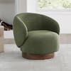 Spruce & Spring Noah Green Performance Fabric Swivel Accent Chair Modern Upholstered Round Barrel Arm Chair for Bedroom or Living Room SSAC72950-SD662-09