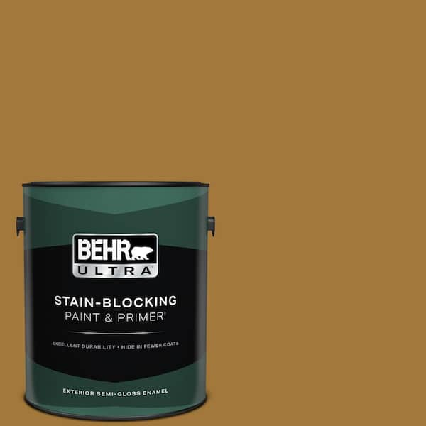 BEHR ULTRA 1 gal. #320D-7 Victorian Gold Semi-Gloss Enamel Exterior Paint & Primer