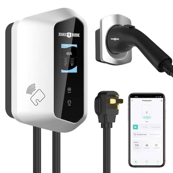 PARIS RHONE 48A Level-2 EV Charger GS003,240V 11.5KW, App Control, Wi-Fi, Bluetooth, 25 ft. Cable