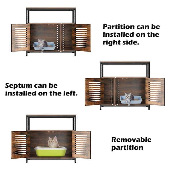  Petfamily Cat Litter Box Enclosure，Cat Litter Box Furniture  Hidden，Indoor Cat House with Removable Partition, Cat Washroom Furniture  Fit Most of Litter Box (Brown) : Pet Supplies