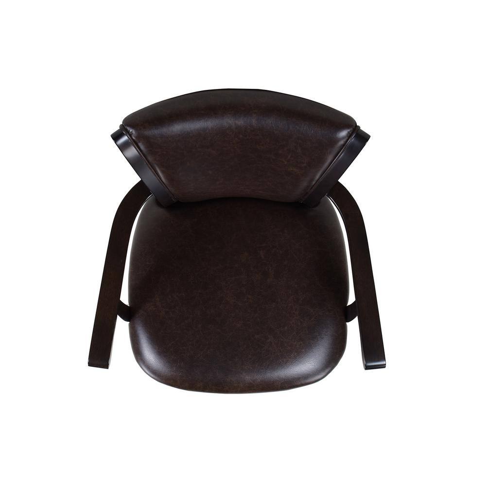 Williams 31" Vintage Brown Faux Leather Swivel Bar Stool with Armrests