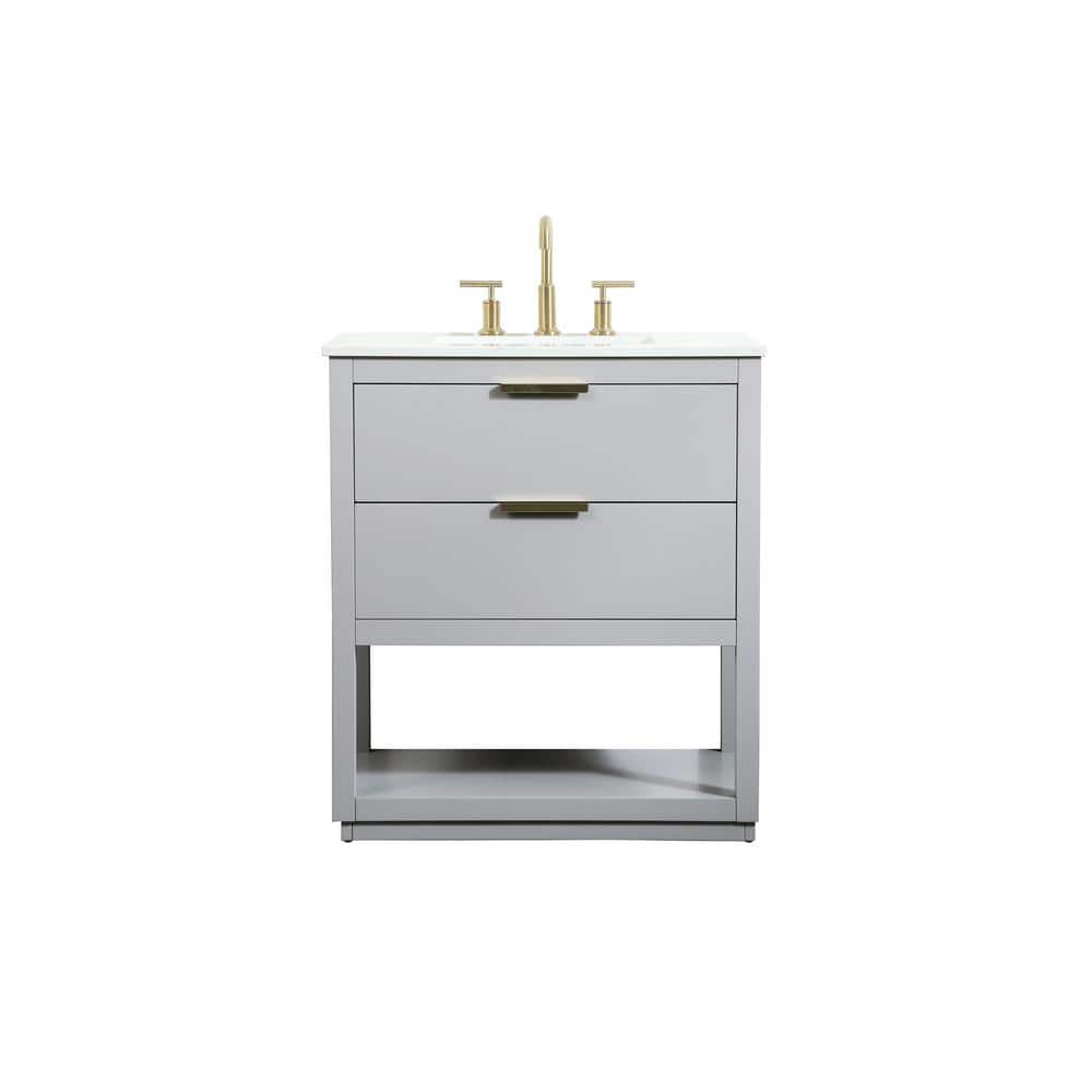 Simply Living 30 in. W x 19 in. D x 34 in. H Bath Vanity in Grey with Calac