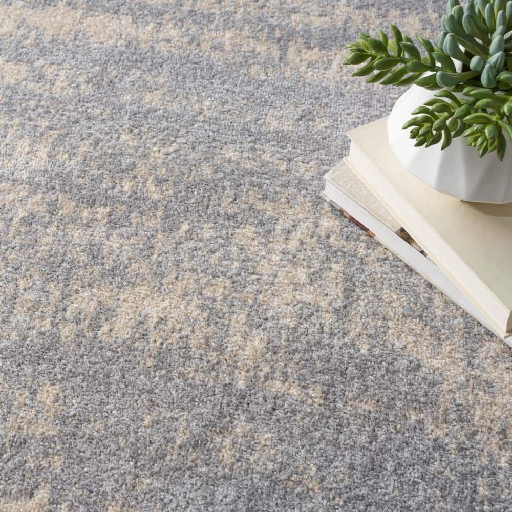 Nourison Essentials Grey Beige Abstract Outdoor Rug 10' x 14'