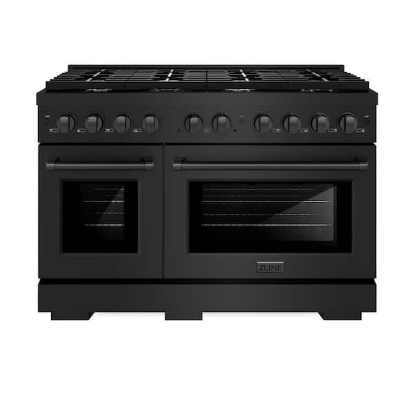 ZLINE Kitchen and Bath Paramount 48 in. 8-Burner Double Convection Oven Dual Fuel Range with Brass Burners in Black Stainless Steel
