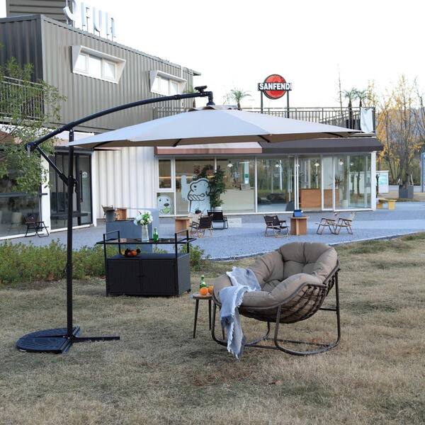 10 ft. 40-LED Lighted Cantilever Umbrella Solar Patio