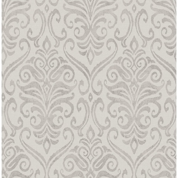 Adavu Grey Damask Wallpaper Sample
