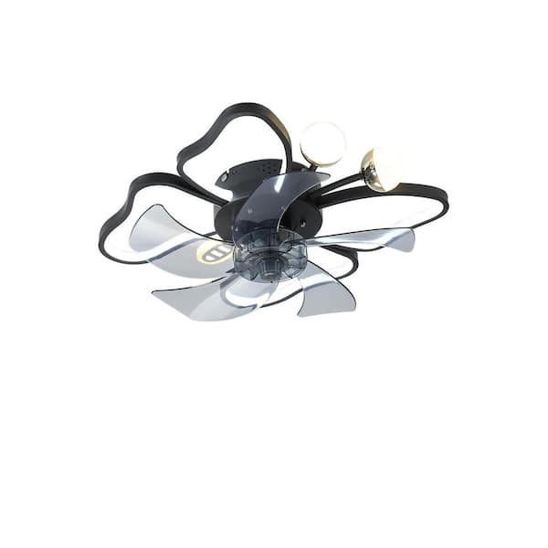 Basdien 20 In. Indoor Modern Black Dimmable Ceiling Fan with Integrrated Led Light and Remote Low Profile Ceiling Light